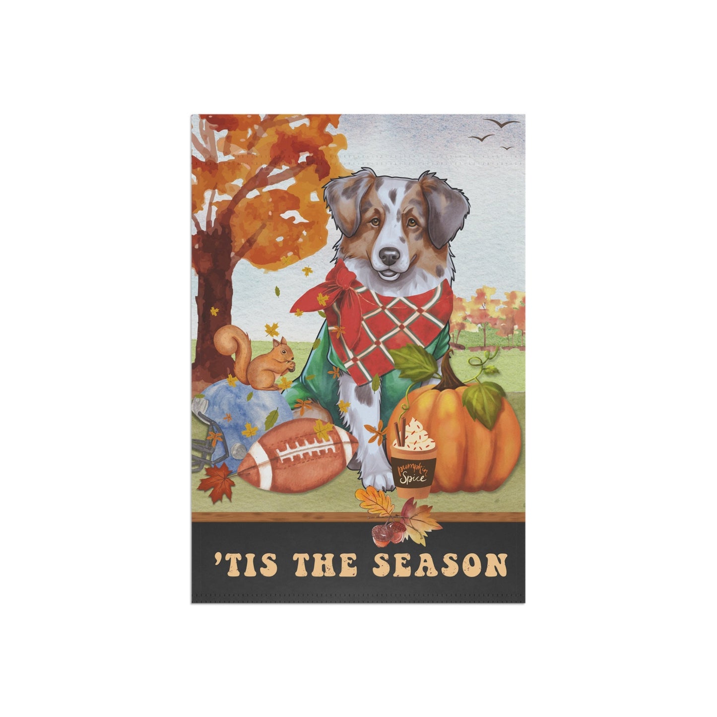 Australian Shepherd Fall Garden Flag - Football, Pumpkin Spice, Aussie Dog Mom Gift, Australian Shepherd Lover Home Decor Hallowee