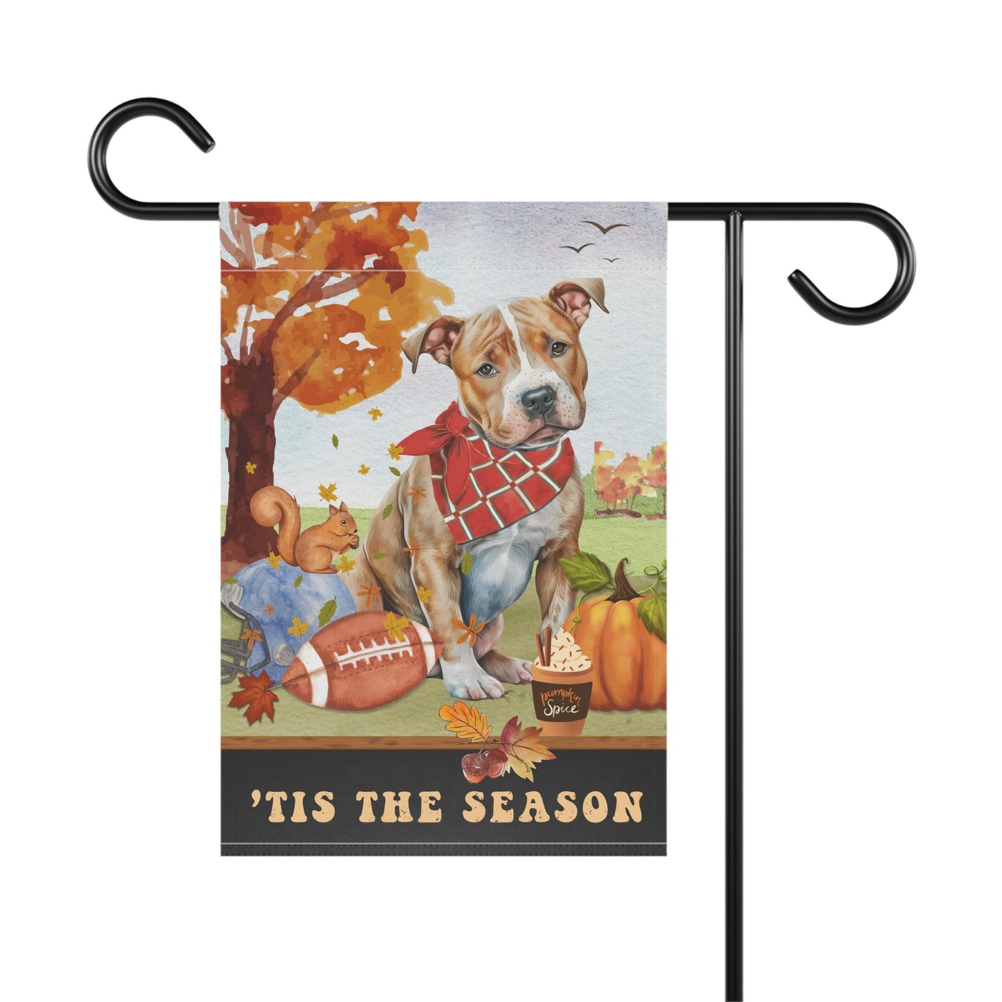 Pitbull Fall Garden Flag - Football, Pumpkin Spice, Pitbull Dog Mom Gift, Pitbull Lover Home Decor Halloween, Autumn