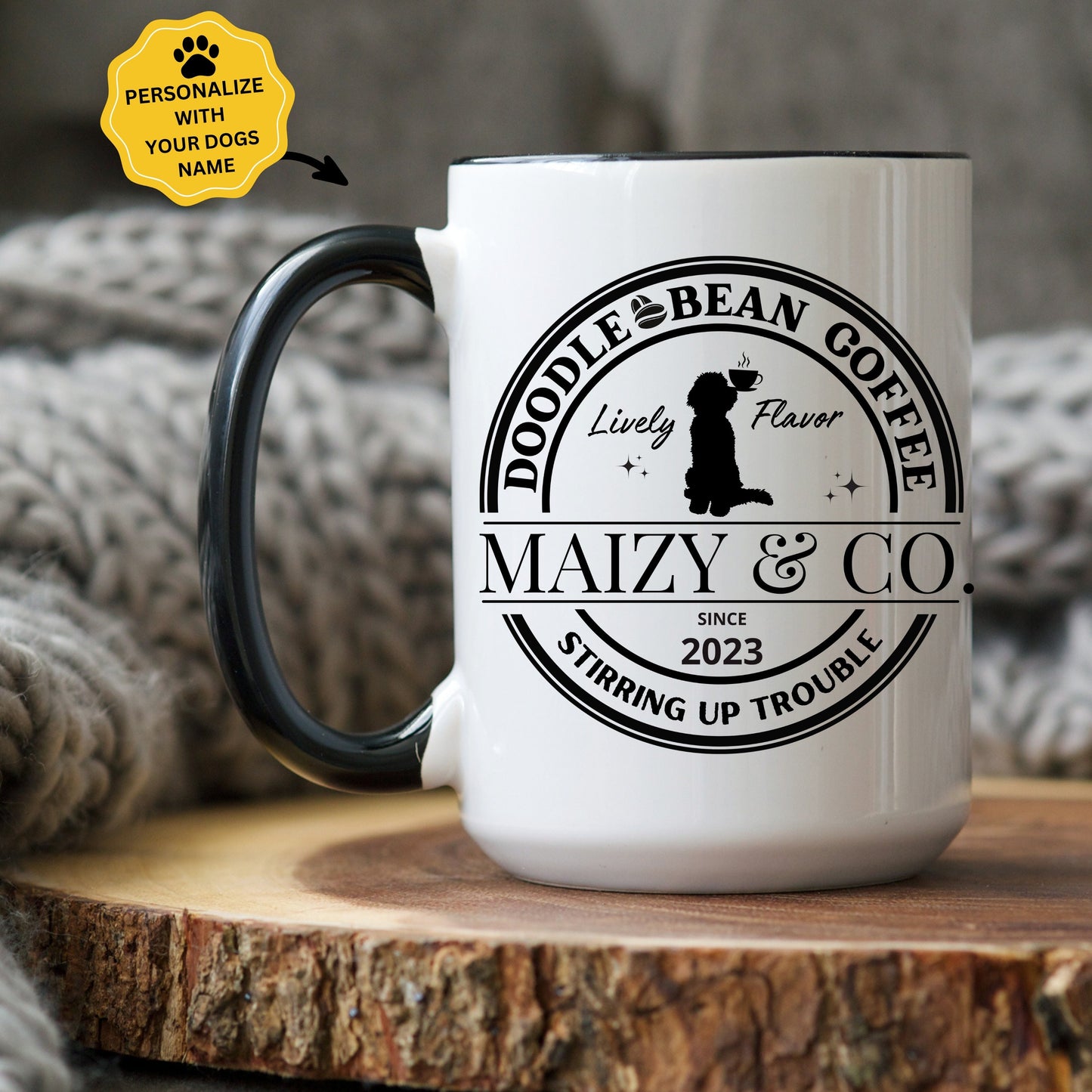 Personalized Doodle Dog  Large 15 Oz Coffee Mug - Goldendoodle, Labradoodle, Bernedeoodle, Sheepadoodle Etc., Doodle Mom Gift