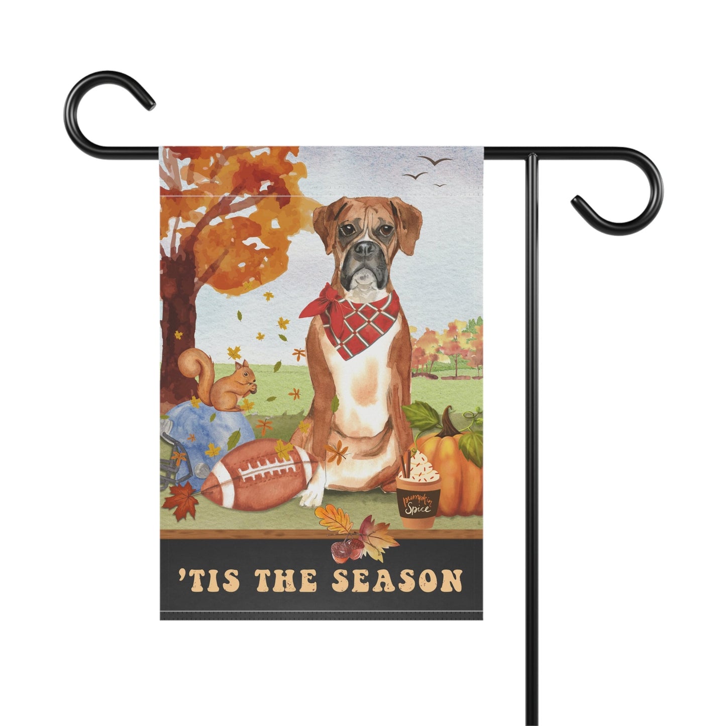 Boxer Dog Fall Autumn Garden Flag - Football, Pumpkin Spice, Boxer Mom Gift, Boxer Lover Home Decor Halloween, Fall