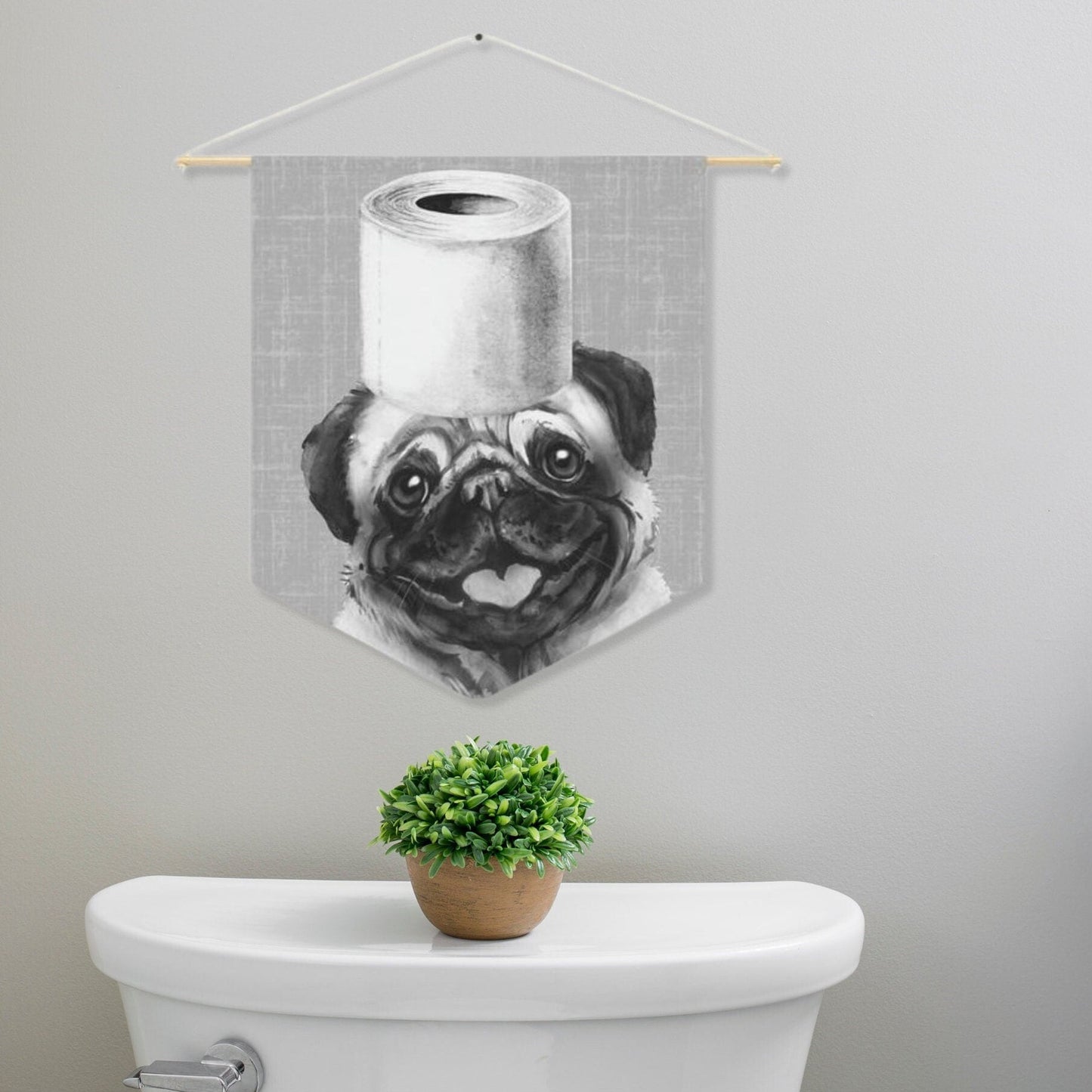 Bathroom Art Decor - Pug Dog Art Print, Toilet Humor, Funny Kids Bathroom Decor, Dog Bathroom Wall Hanging, Pug Mom Gift