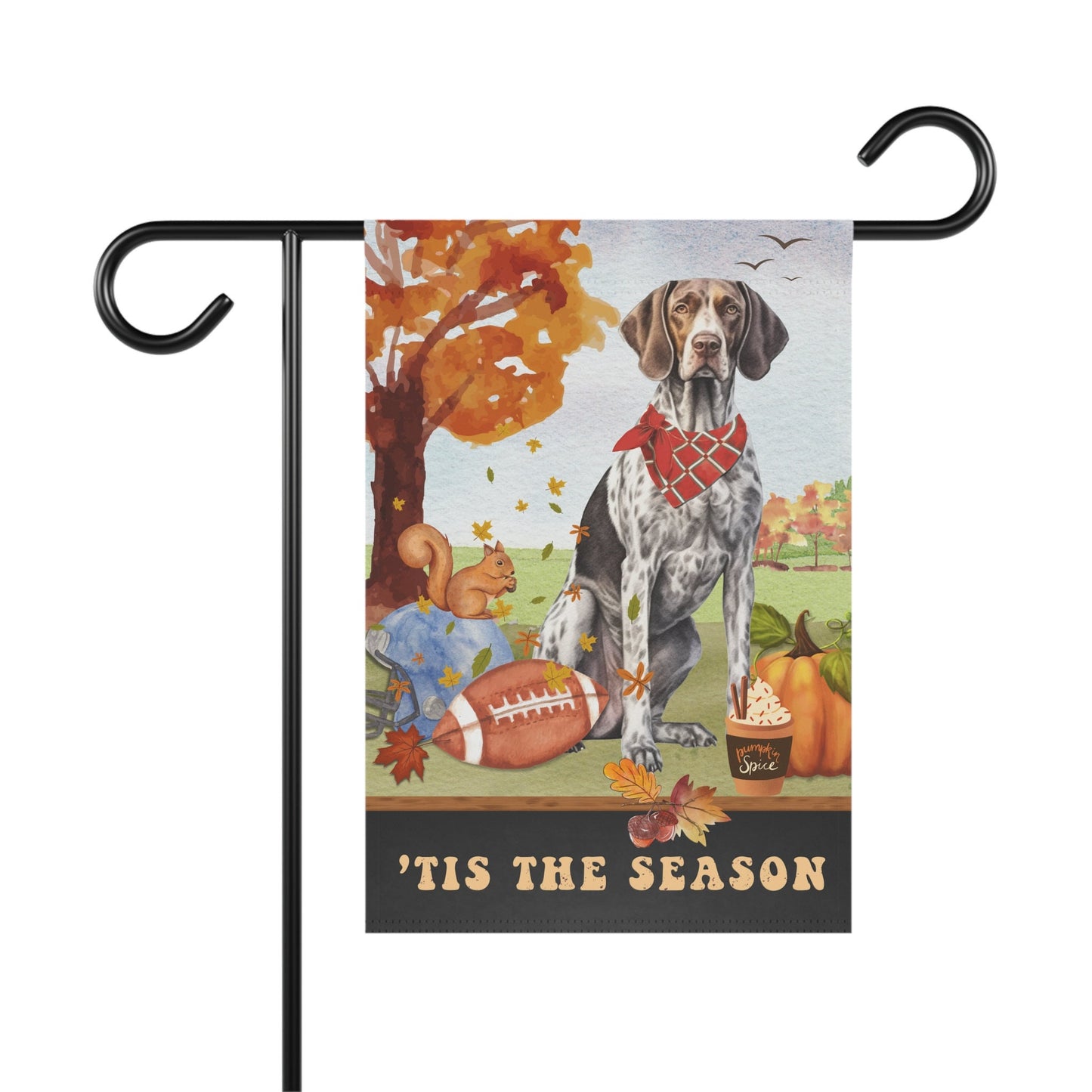 German Shorthaired Pointer Dog Fall Autumn Garden Flag - Football, Pumpkin Spice, Gsp Mom Gift, German Sh Pointer Lover Fall Home