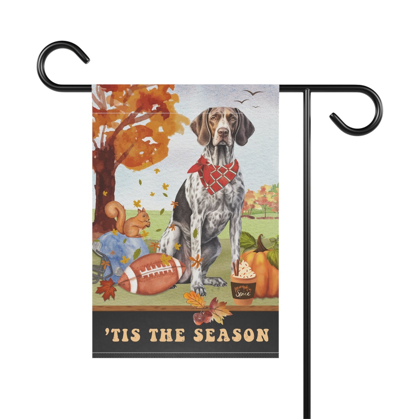 German Shorthaired Pointer Dog Fall Autumn Garden Flag - Football, Pumpkin Spice, Gsp Mom Gift, German Sh Pointer Lover Fall Home