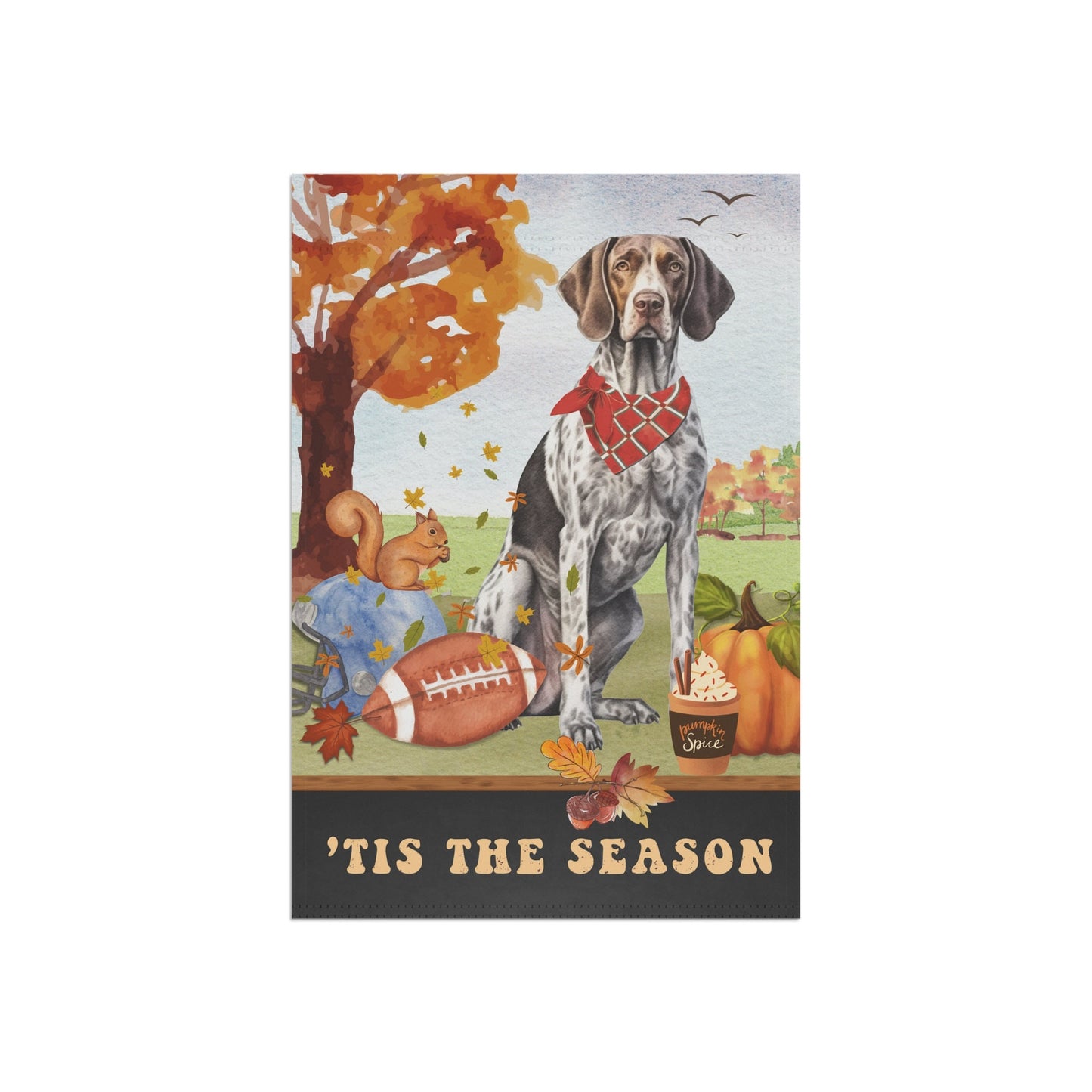 German Shorthaired Pointer Dog Fall Autumn Garden Flag - Football, Pumpkin Spice, Gsp Mom Gift, German Sh Pointer Lover Fall Home