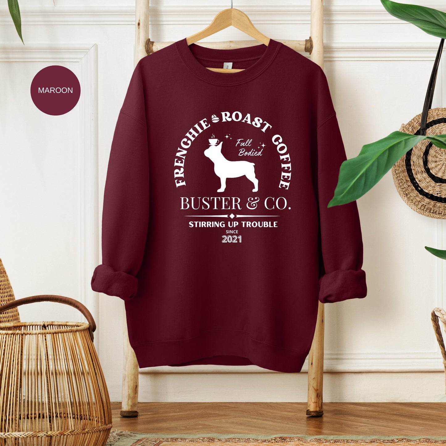 Personalized French Bulldog Coffee Sweatshirt - Perfect Gift for Frenchie Lovers & Moms and Dads,