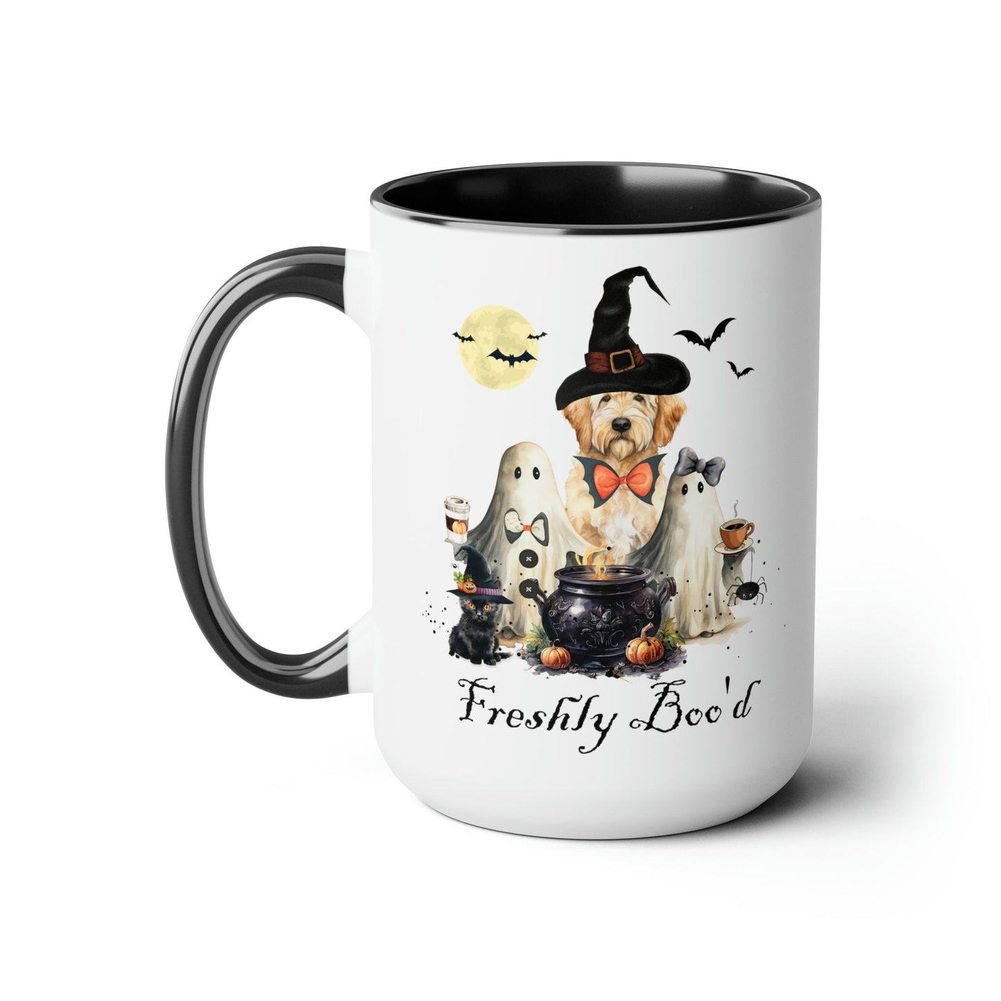 Funny Doodle Dog Freshly Boo'd Halloween Mug - Goldendoodle, Labradoodle, Cockapoo Large 15 Oz Mug, Perfect Halloween Gift for Doo