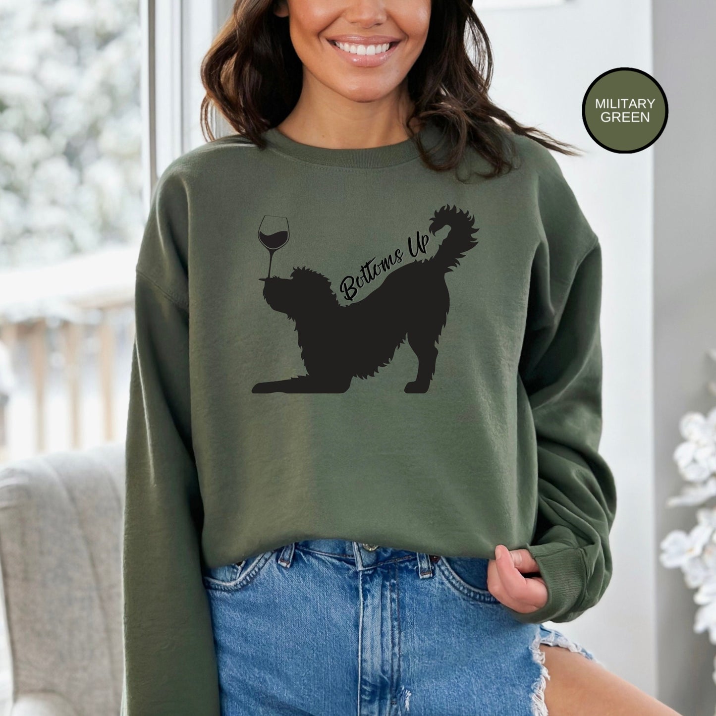 Doodle Dog Mom WIne Sweatshirt - Perfect Gift for Doodle and Wine Lovers, Goldendoodle, Labradoodle, Bernedoodle, Aussiedoodle and