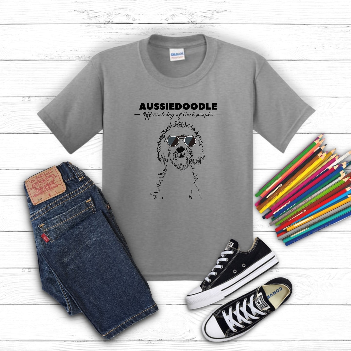 Aussiedoodle Kids Shirt - Doodle Dog Youth T-shirt, Cool People Dog Lover Shirt, Kids Tshirt- Girls- Boys, Aussiedoodle  Kids