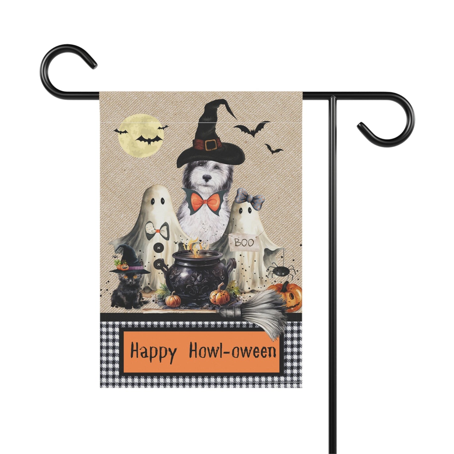 Sheepadoode Halloween Doodle Dog Fall Garden - House Flag, Double-sided Banner, Spooky Doodle Dog Flag, Sheepadoodle Mom Gift