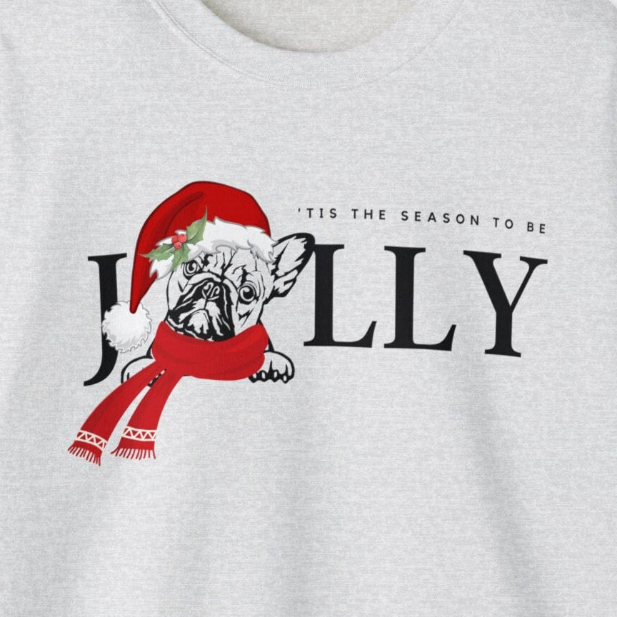 French Bulldog Jolly Christmas Sweatshirt - Frenchie Dog Mom Shirt, Frenchie Lover Christmas Gift, Santa Dog