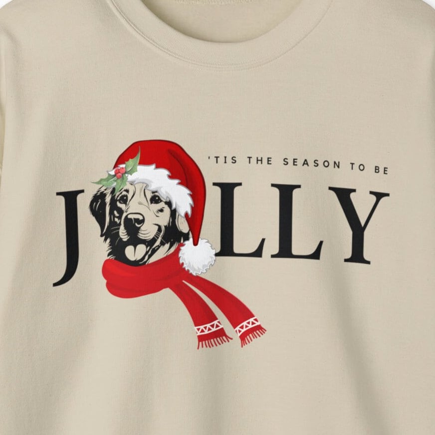 Golden Retriever Jolly Christmas Sweatshirt - Retriever Dog Mom Shirt, Golden Retriever Christmas Gift Shirt, Santa Dog