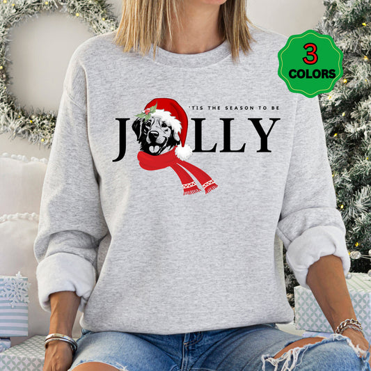 Golden Retriever Jolly Christmas Sweatshirt - Retriever Dog Mom Shirt, Golden Retriever Christmas Gift Shirt, Santa Dog