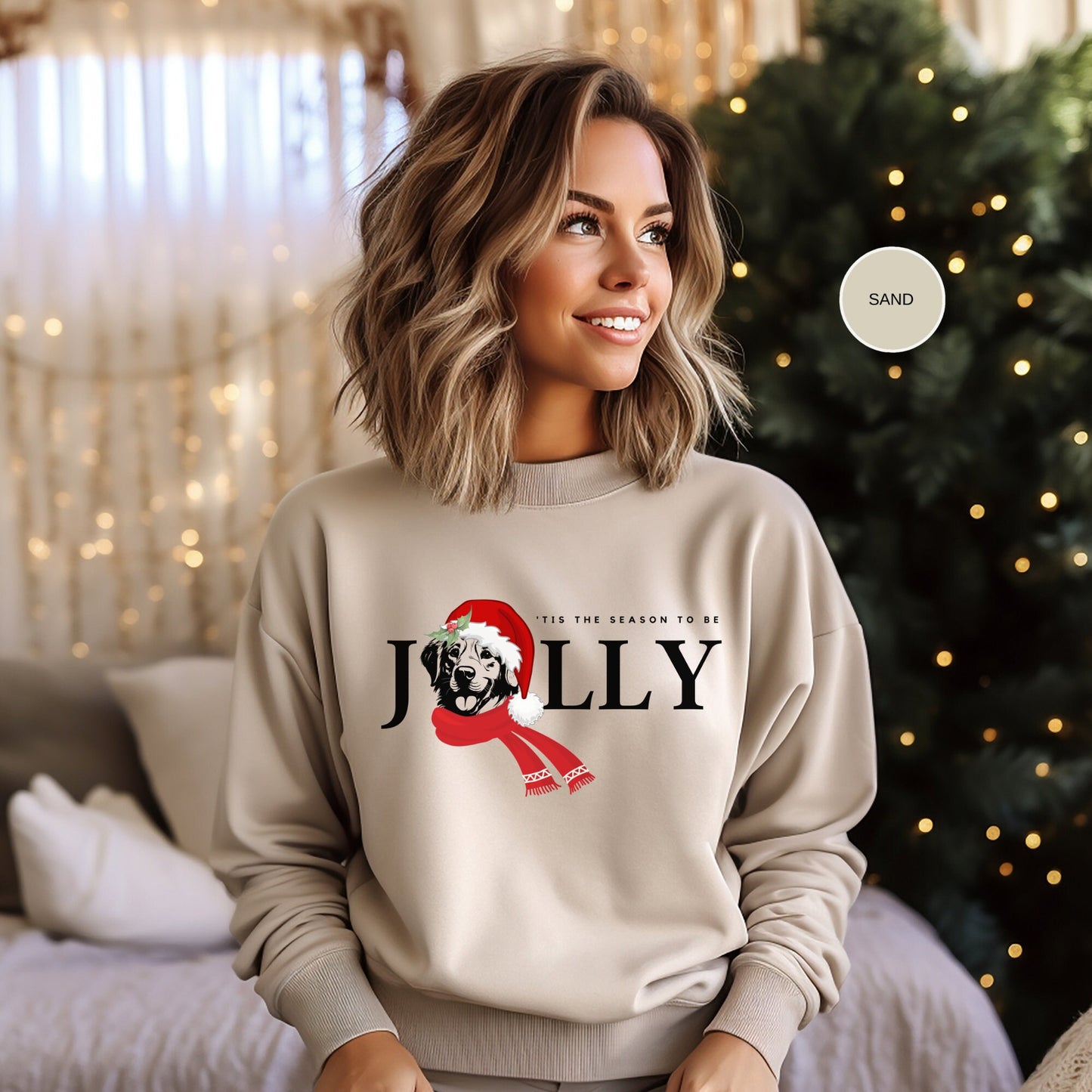 Golden Retriever Jolly Christmas Sweatshirt - Retriever Dog Mom Shirt, Golden Retriever Christmas Gift Shirt, Santa Dog