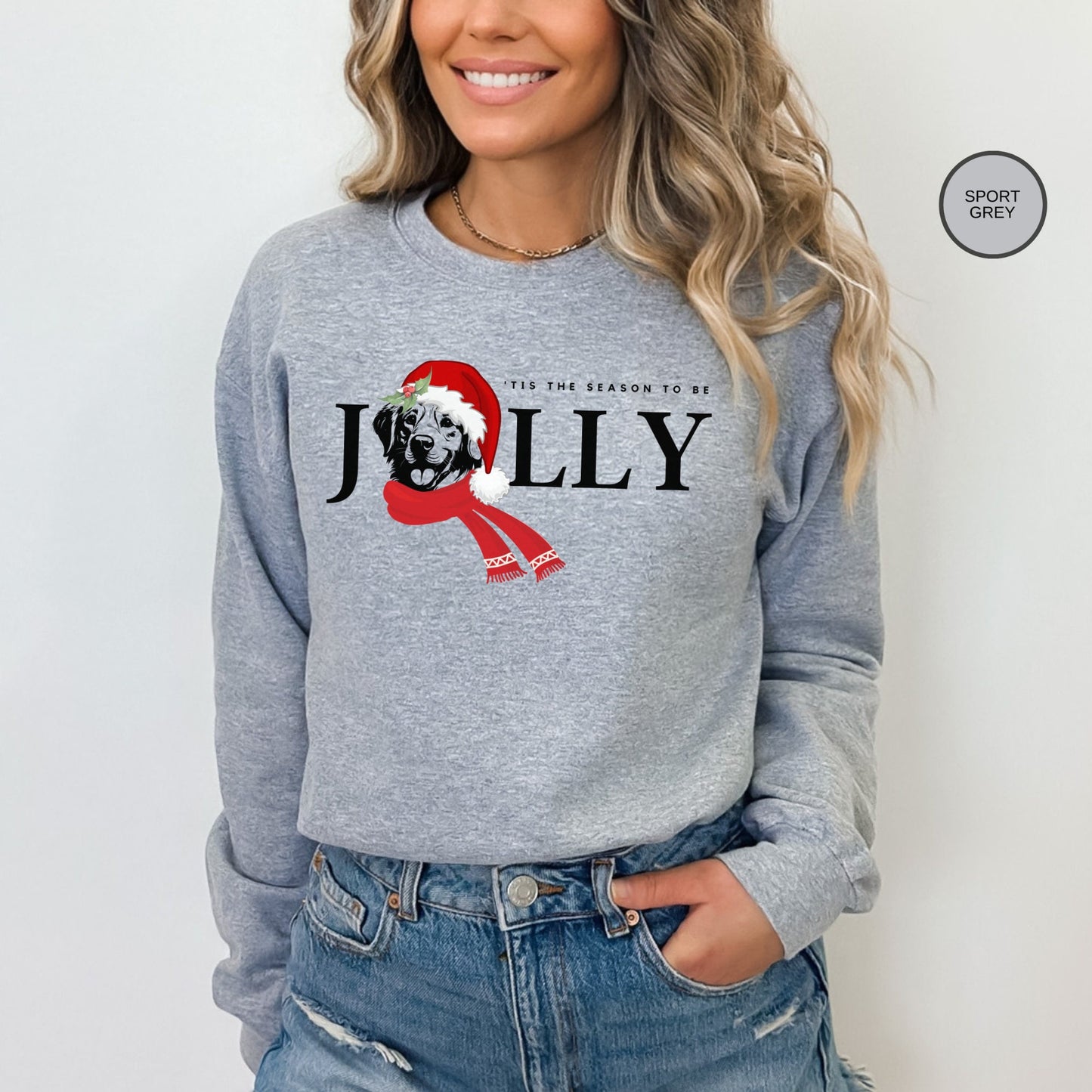 German Shepherd Dog Jolly Christmas Sweatshirt - German Shepherd Mom Shirt, German Shepherd Lover Christmas Gift, Santa Dog