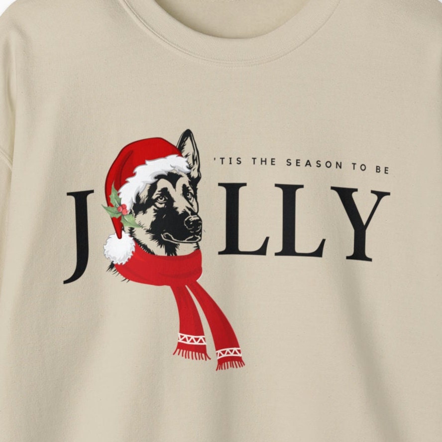 German Shepherd Dog Jolly Christmas Sweatshirt - German Shepherd Mom Shirt, German Shepherd Lover Christmas Gift, Santa Dog