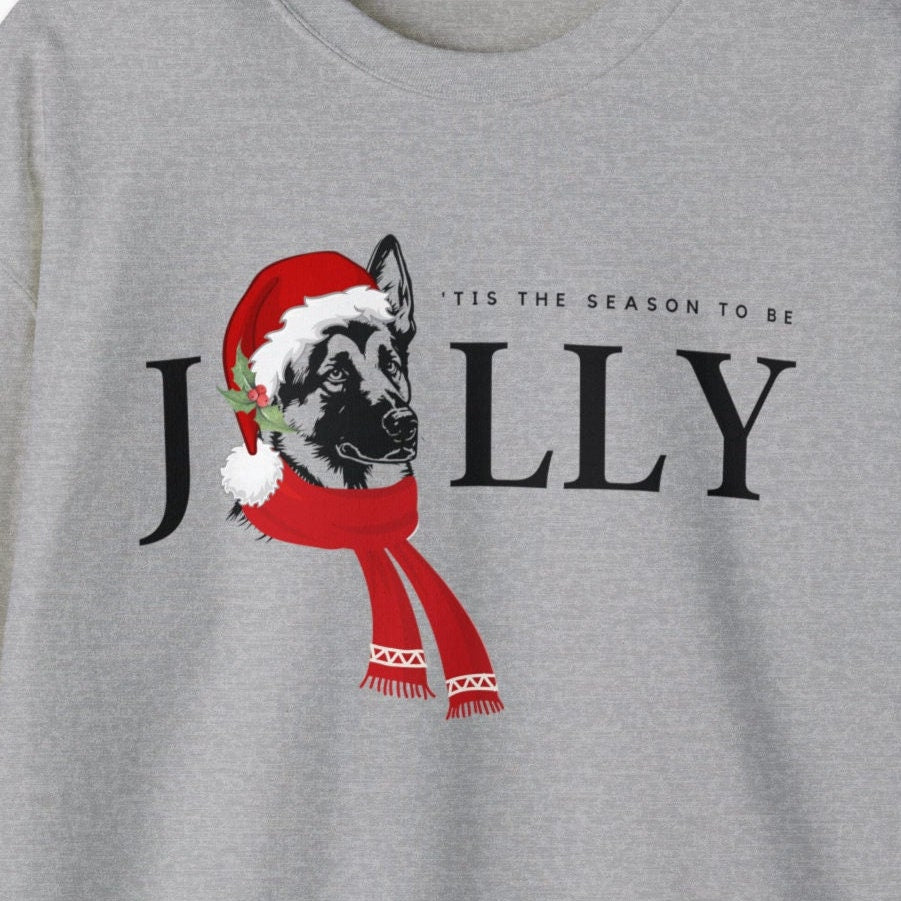 German Shepherd Dog Jolly Christmas Sweatshirt - German Shepherd Mom Shirt, German Shepherd Lover Christmas Gift, Santa Dog