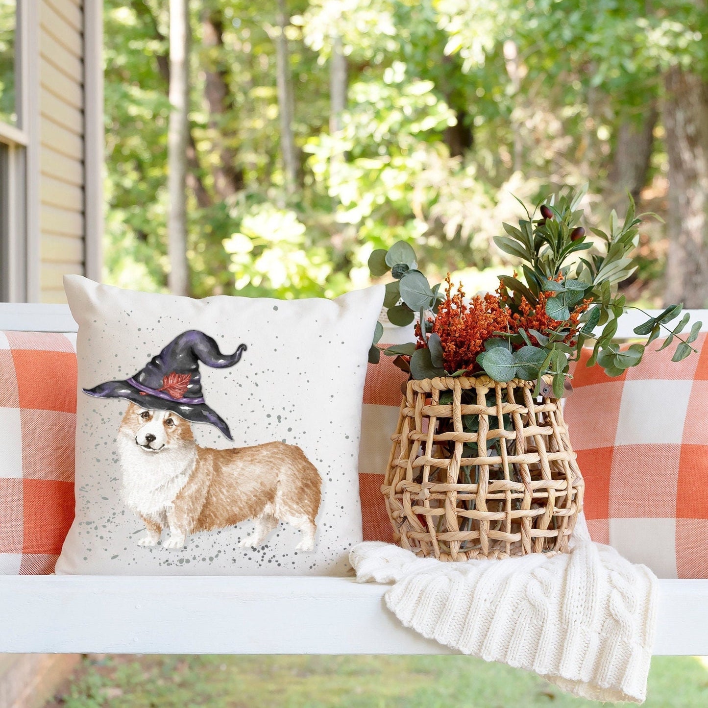 Corgi Pillow - Corgi Halloween Gift, Corgi Mom or Dad Gift, Corgi Dog Fall and Autumn Home Decor, Corgi Dad, Corgi Fun Gift