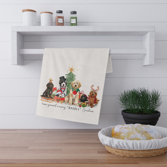 Doodle Dog Christmas Kitchen Towel - Doodle Dog Mom Dad Christmas Gift, Goldendoodle, Labradoodle, Bernedoodle, Sheepadoodle, Cock