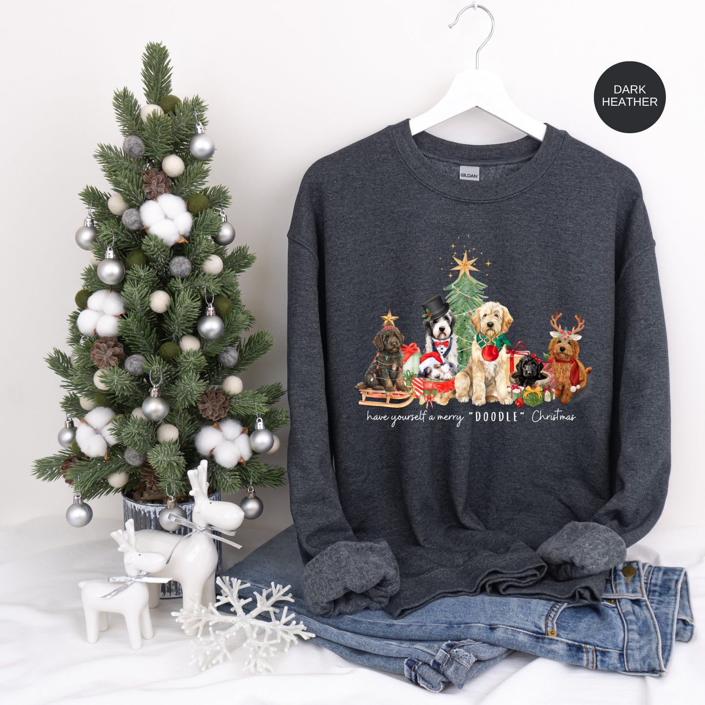 Doodle Dogs Christmas Sweatshirt - Doodle Dog Mom Gift, Bernedoodle, Goldendoodle, Labradoodle, Aussiedoodle, Sheepadoodle, Cockap