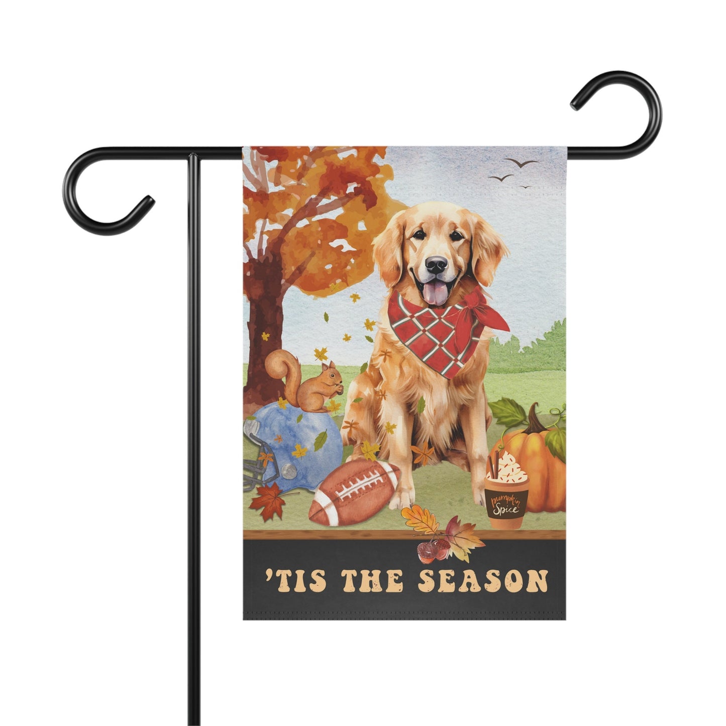 Golden Retriever Fall Garden Flag - Football, Pumpkin Spice, Retriever Dog Flag, Golden Retriever Mom Gift