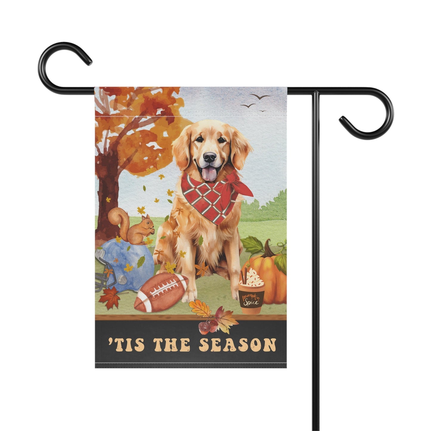 Golden Retriever Fall Garden Flag - Football, Pumpkin Spice, Retriever Dog Flag, Golden Retriever Mom Gift