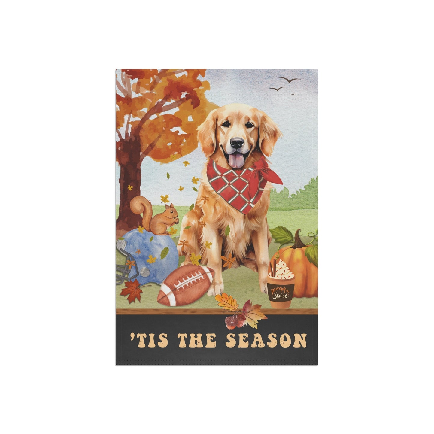 Golden Retriever Fall Garden Flag - Football, Pumpkin Spice, Retriever Dog Flag, Golden Retriever Mom Gift