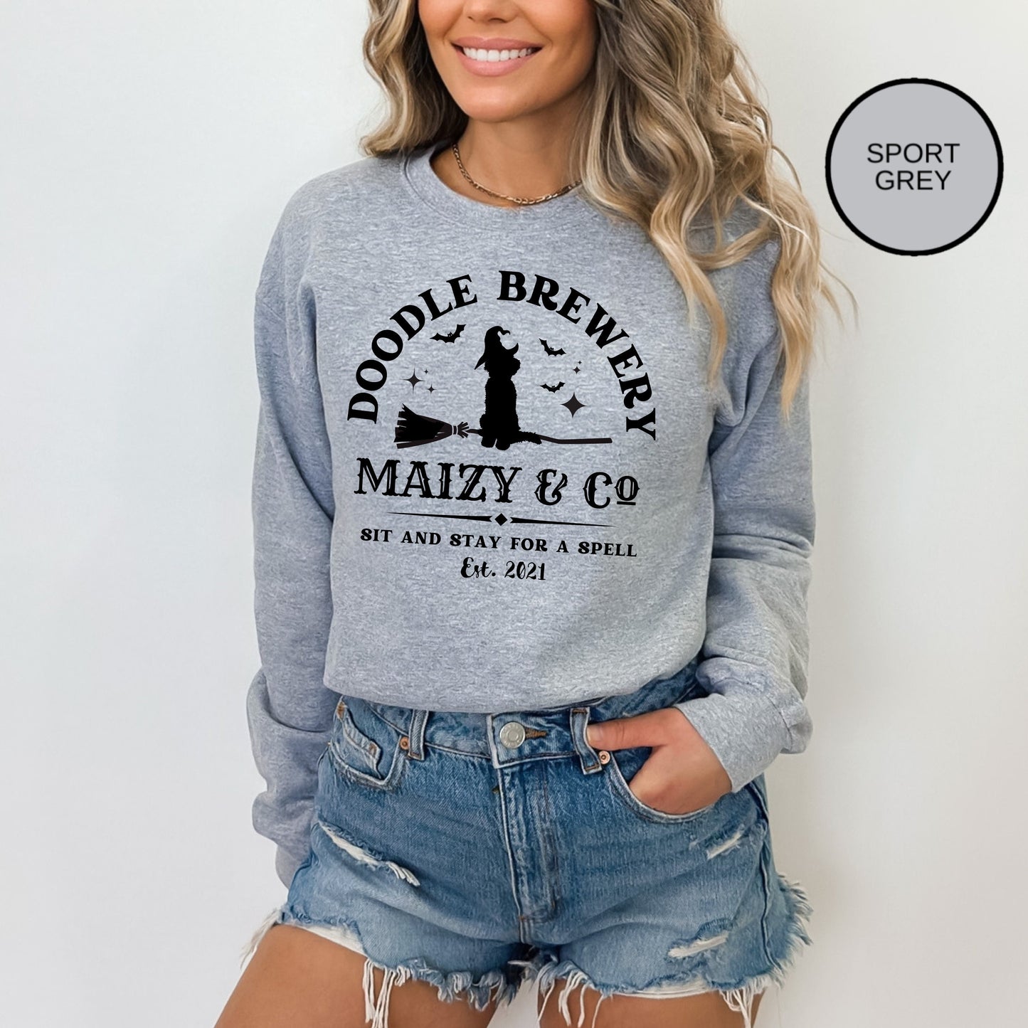 Personalized Doodle Dog Halloween Brewery Sweatshirt - Perfect Gift for Doodle Moms and Dads, Goldendoodle, Labradoodle, Bernedood