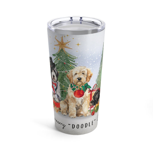 Doodle Dogs Christmas Tumbler Gift - Doodle Mom, Groomer or Pet Sitter Gift Idea, Goldendoodle, Bernedoodle, Labradoodle, Aussiedo