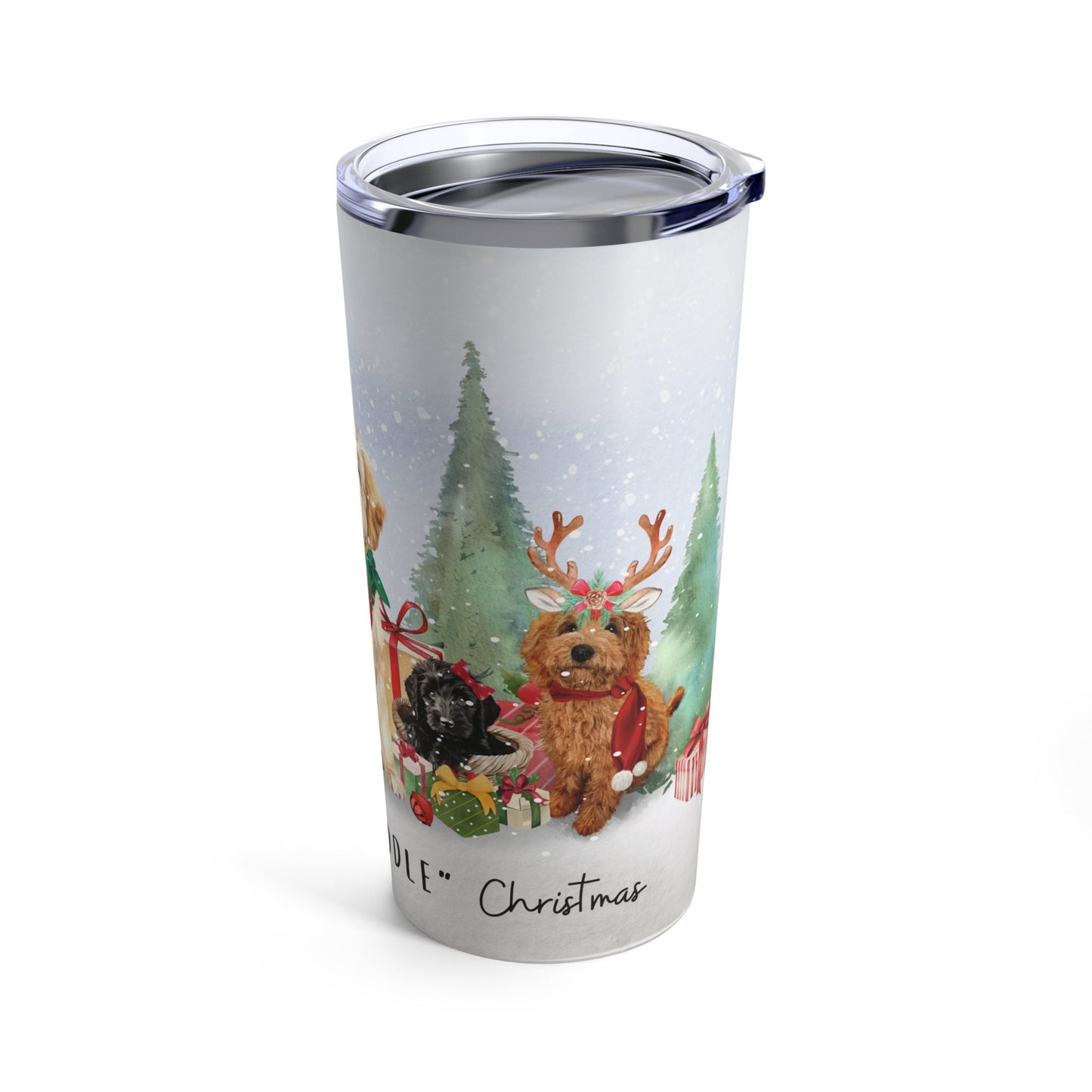 Doodle Dogs Christmas Tumbler Gift - Doodle Mom, Groomer or Pet Sitter Gift Idea, Goldendoodle, Bernedoodle, Labradoodle, Aussiedo