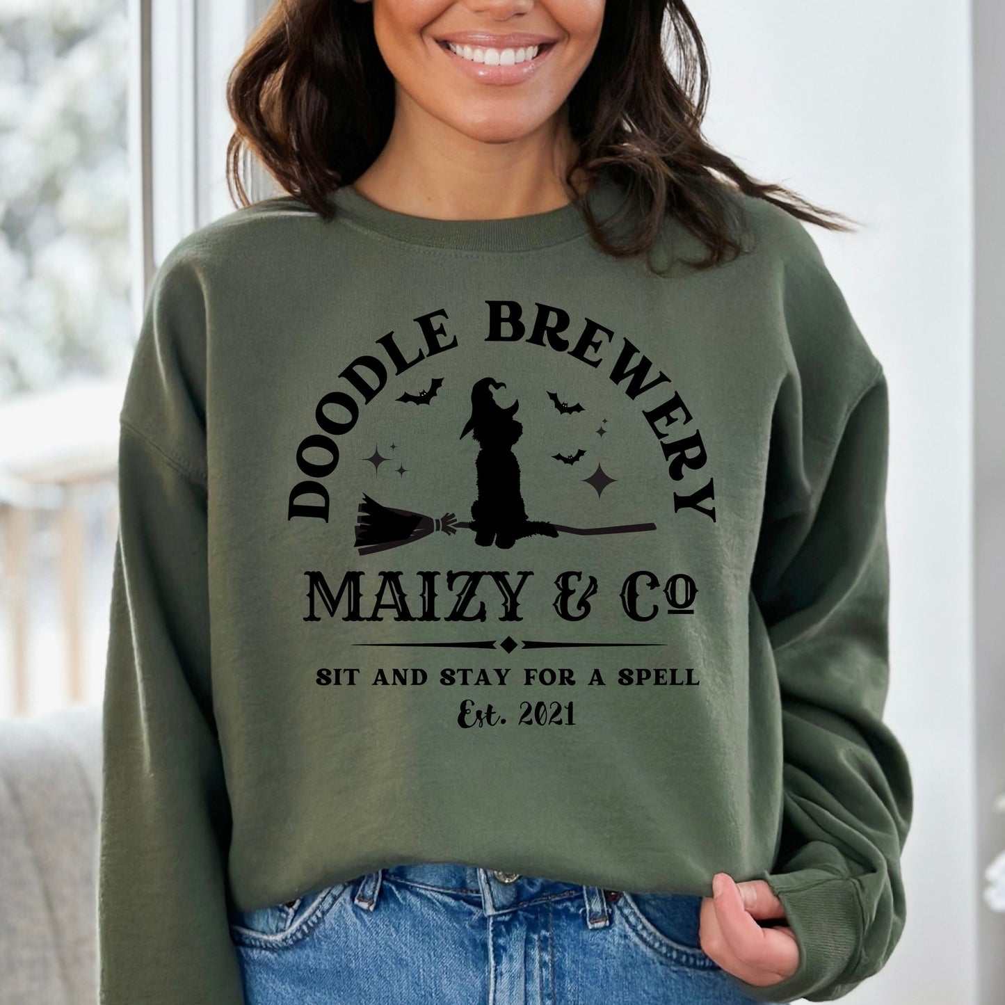 Personalized Doodle Dog Halloween Brewery Sweatshirt - Perfect Gift for Doodle Moms and Dads, Goldendoodle, Labradoodle, Bernedood