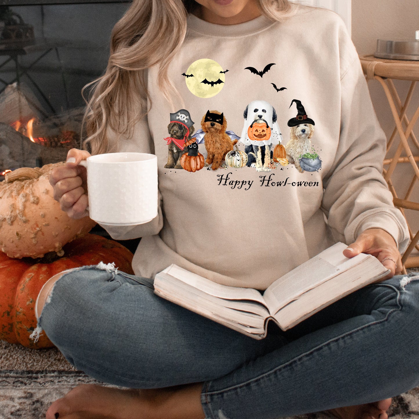 Halloween Dogs Sweatshirt - Ghost Doodle Dogs Halloween Sweatshirt, Goldendoodle, Labradoodle, Bernedoodle, Aussiedoodle Shirt