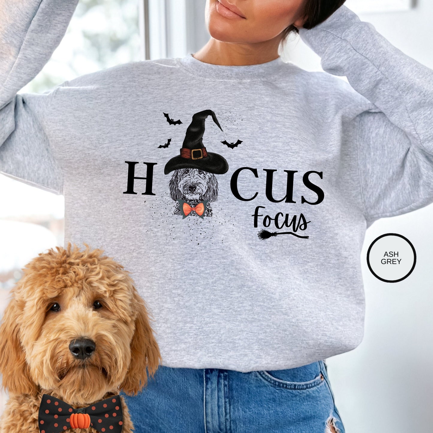 Hocus Focus Teacher Doodle Dog Halloween Sweatshirt - Funny Halloween Teacher Shirt, Doodle Dog Teacher Gifts