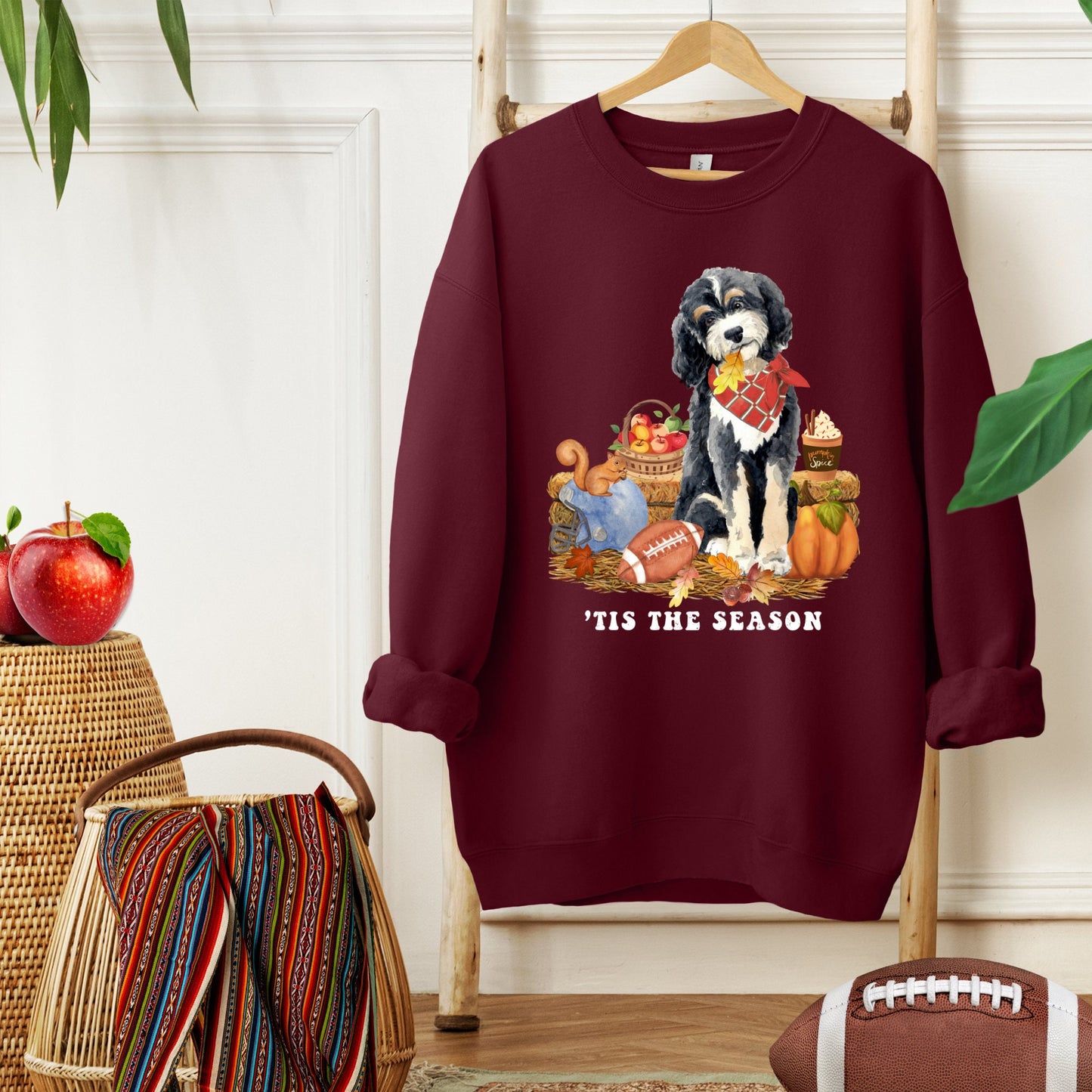 Bernedoodle Dog Fall Sweatshirt - Bernedoodle, Football, Pumpkin Spice, Doodle Mom Shirt, Autumn Doodle Dog Shirt