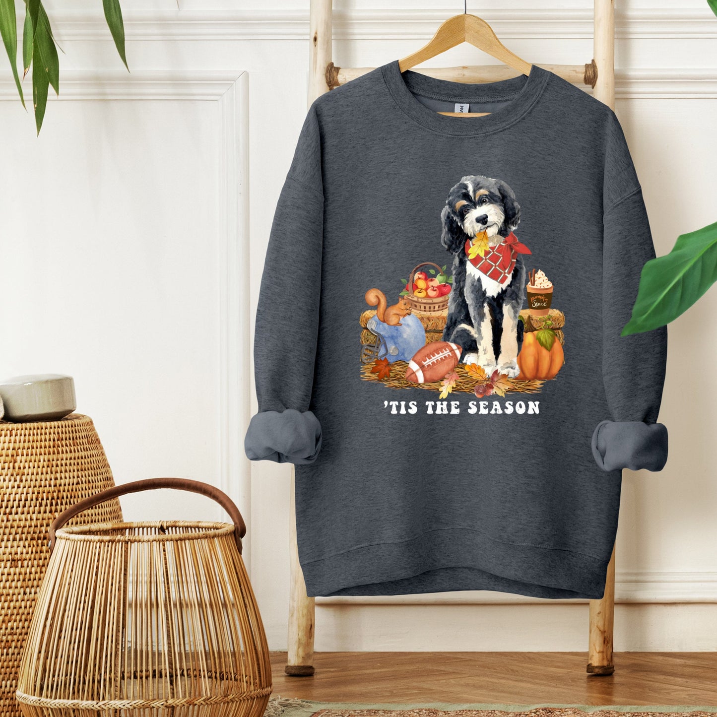 Bernedoodle Dog Fall Sweatshirt - Bernedoodle, Football, Pumpkin Spice, Doodle Mom Shirt, Autumn Doodle Dog Shirt