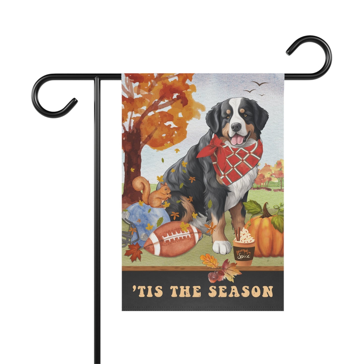 Bernese Mountain Dog Fall Garden Flag - Football, Pumpkin Spice, Bernese Mountain Dog Mom Gift, Bernese Lover Home Decor Halloween