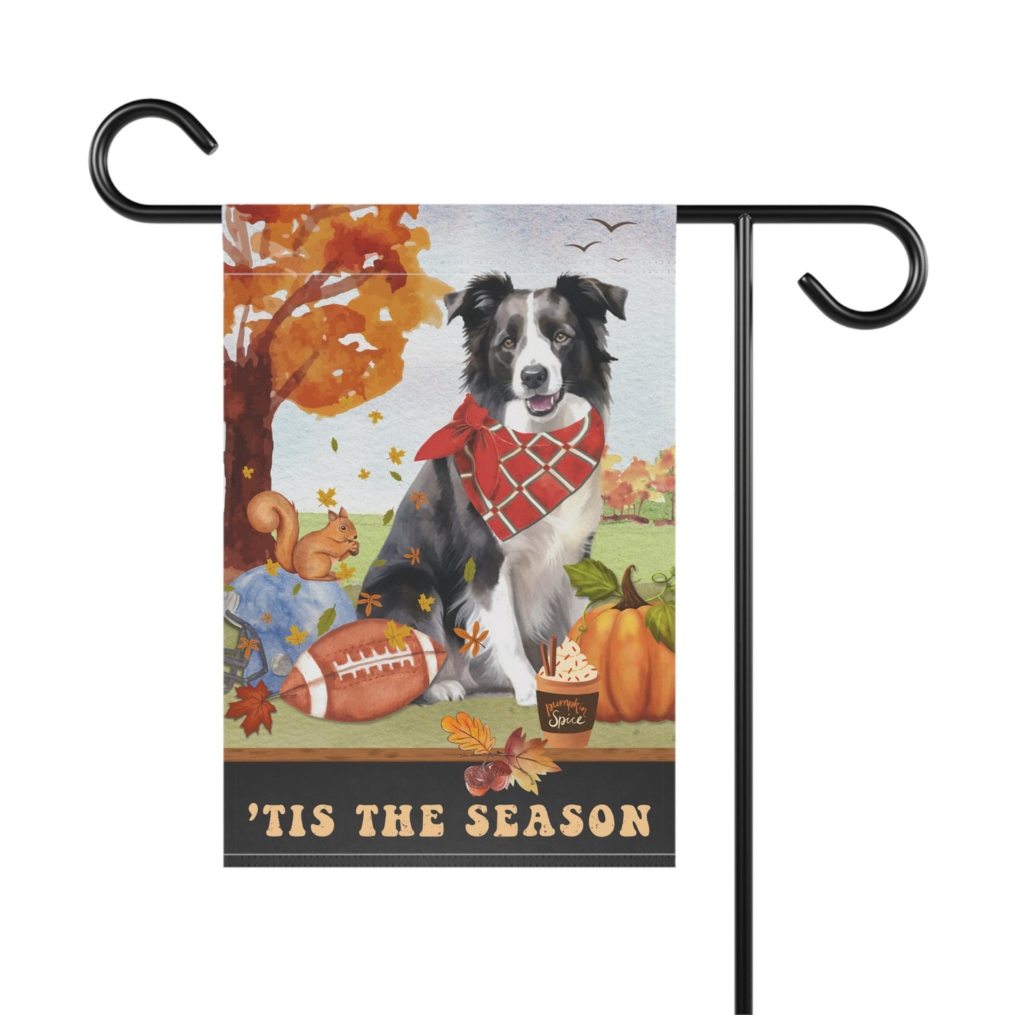 Border Collie Fall Garden Flag - Football, Pumpkin Spice, Border Collie Dog Mom Gift, Border Collie Lover Home Decor Halloween, Au