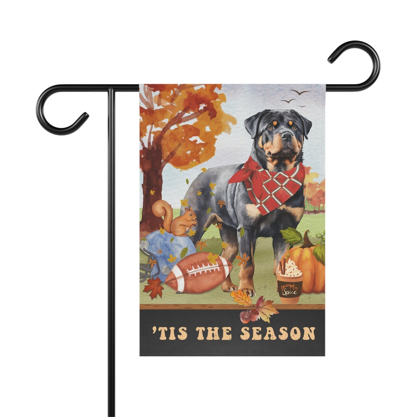 Rottweiler Fall Garden Flag - Football, Pumpkin Spice, Rottweiler Dog Mom Gift, Rottweiler Lover Home Decor Halloween, Autumn