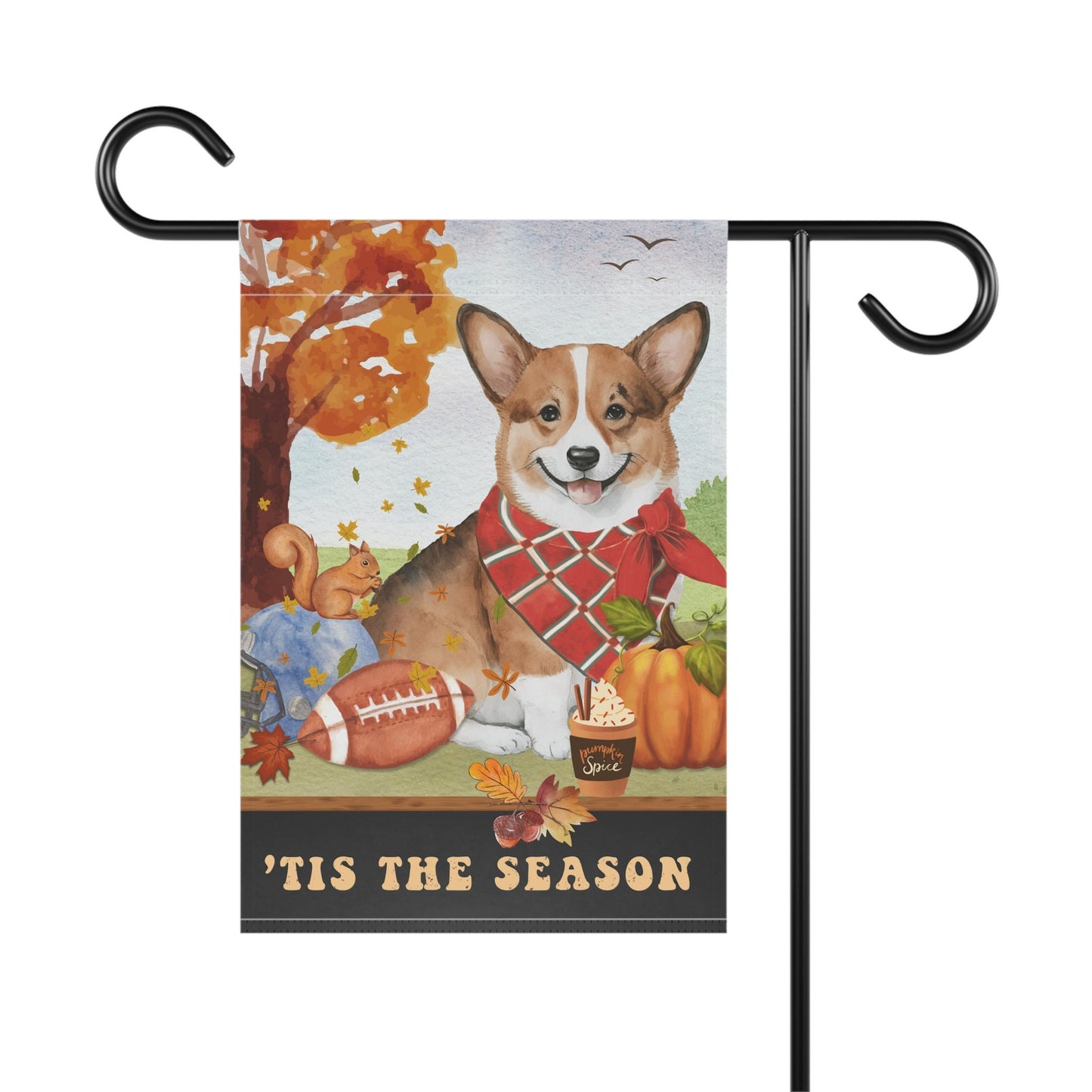 Corgi Fall Garden Flag - Football, Pumpkin Spice, Corgi  Dog Mom Gift, Corgi Lover Home Decor Halloween, Autumn