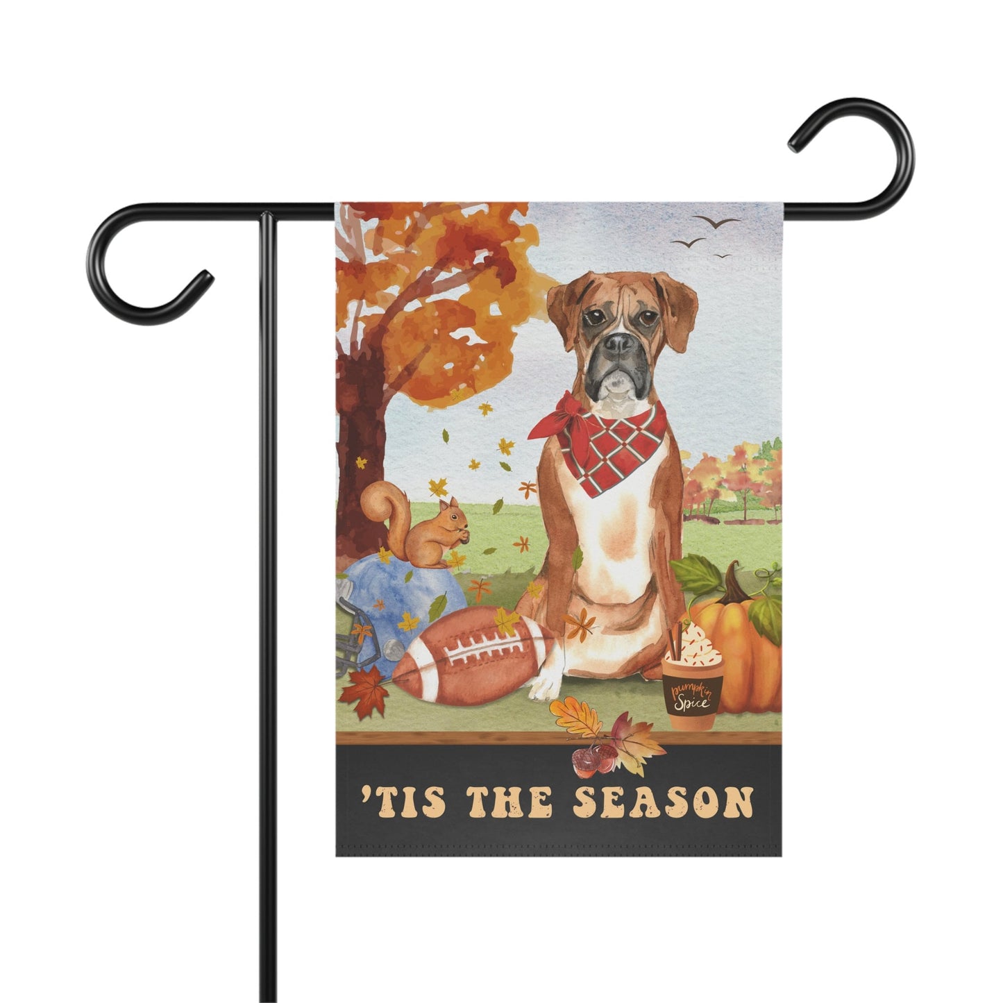 Boxer Dog Fall Autumn Garden Flag - Football, Pumpkin Spice, Boxer Mom Gift, Boxer Lover Home Decor Halloween, Fall