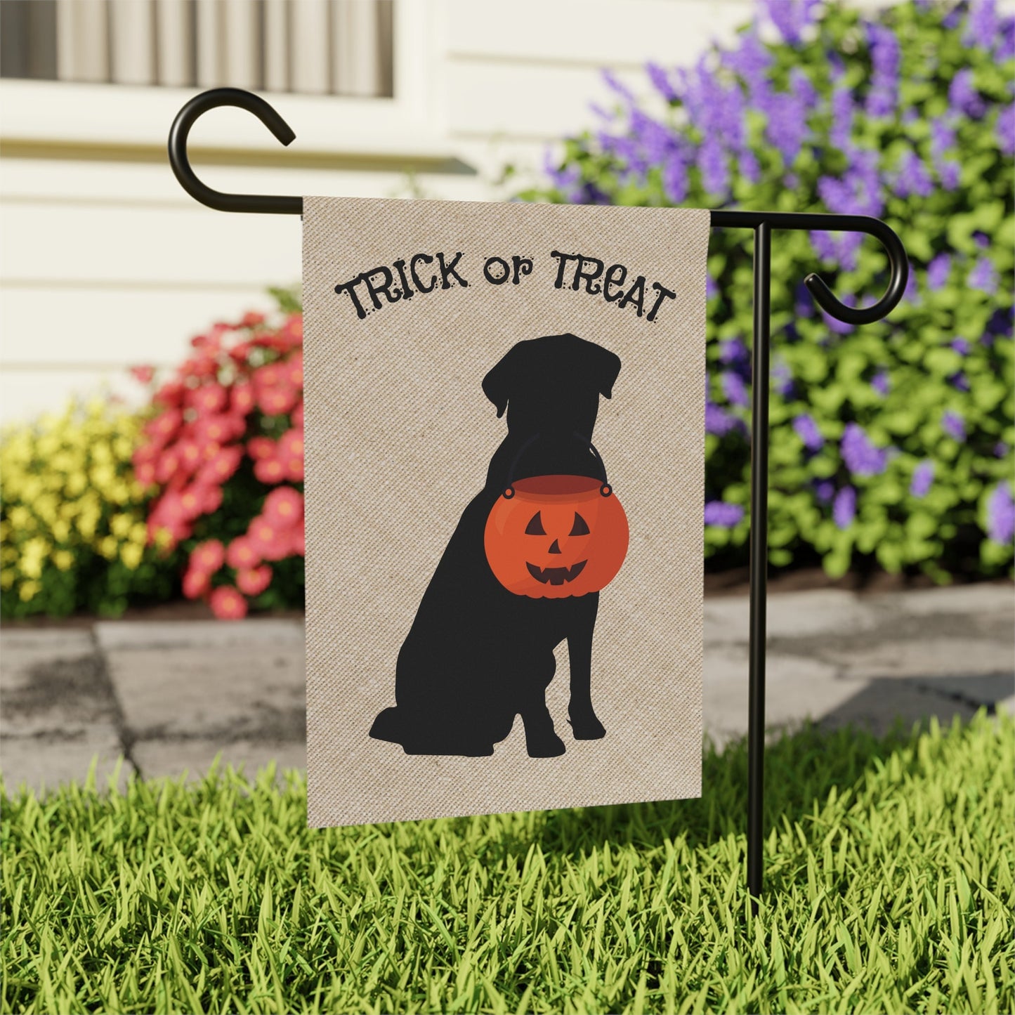 Labrador Retriever Halloween Lawn & Garden House Flag - Lab Dog Mom Gift, Lab Home Decor, Double-sided Banner, Stand Not Included