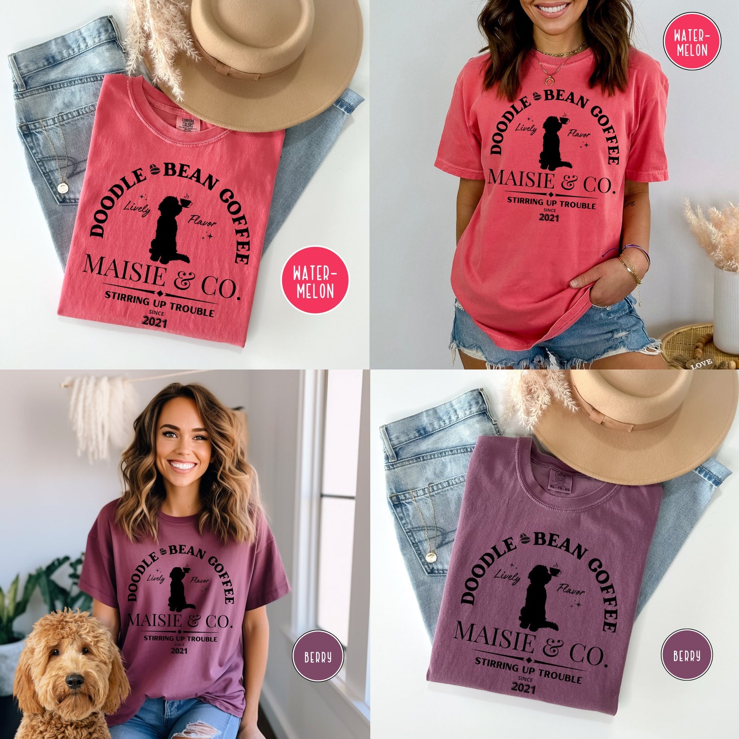 Comfort Colors® Doodle Dog Coffee  T-shirt - Cute Doodle Dog Mom or Dad Shirt, Dog and Coffee Lover Unisex T-shirt