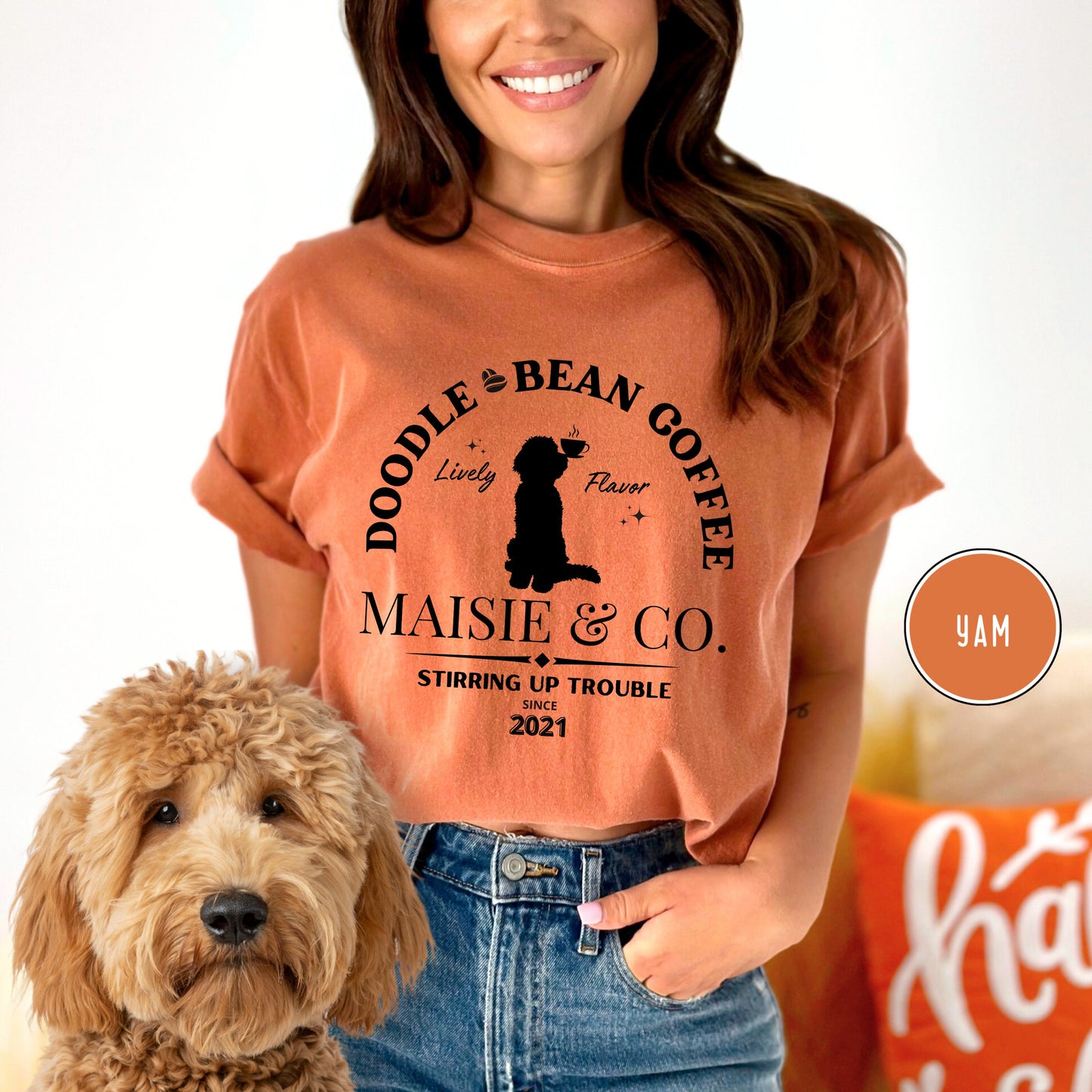 Comfort Colors® Doodle Dog Coffee  T-shirt - Cute Doodle Dog Mom or Dad Shirt, Dog and Coffee Lover Unisex T-shirt