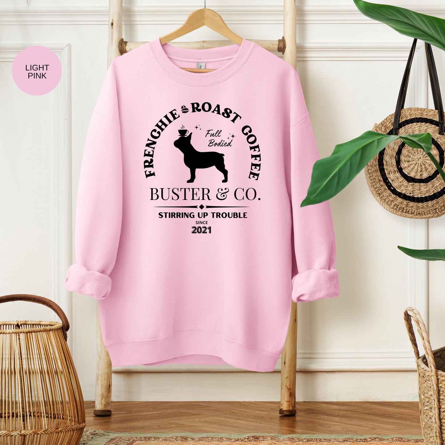 Personalized French Bulldog Coffee Sweatshirt - Perfect Gift for Frenchie Lovers & Moms and Dads,