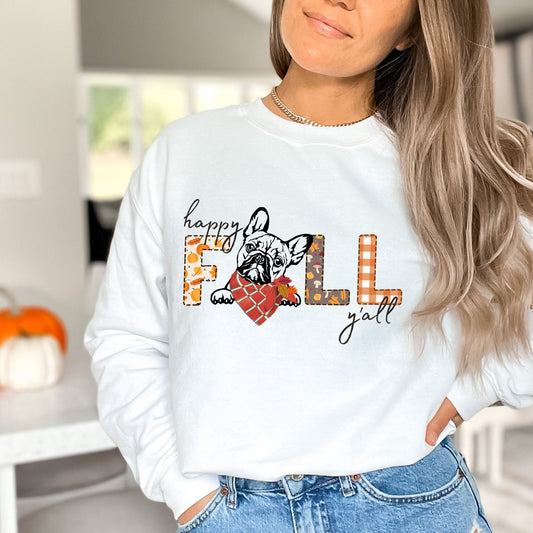 French Bulldog Dog Fall Sweatshirt - Frenchie Mom Shirt, Autumn Fall Dog Sweatshirt, Cottage Core Vibe French Bulldog Dog Mom Gift