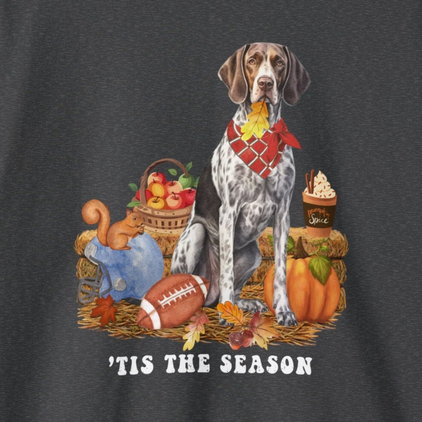 German Shorthaired Pointer Fall Pumpkin Dog Sweatshirt - Pumpkin Spice Tee, Halloween -Football Season, Dog Lover Groomer, Gsp Mom