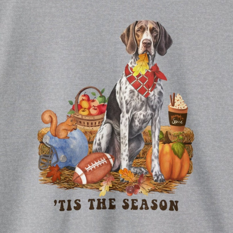 German Shorthaired Pointer Fall Pumpkin Dog Sweatshirt - Pumpkin Spice Tee, Halloween -Football Season, Dog Lover Groomer, Gsp Mom