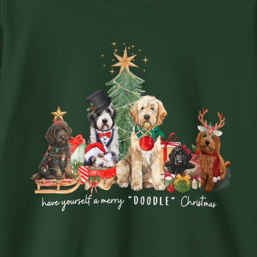 Doodle Dogs Christmas Sweatshirt - Doodle Dog Mom Gift, Bernedoodle, Goldendoodle, Labradoodle, Aussiedoodle, Sheepadoodle, Cockap