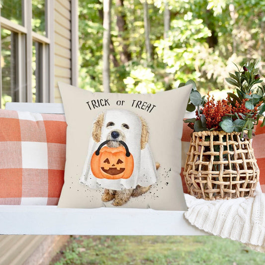 Goldendoodle Labradoodle Halloween Pillow - Doodle Dog  Mom or Dad Gift, Doodle Halloween Home Decor, Cockapoo, Double Doodle