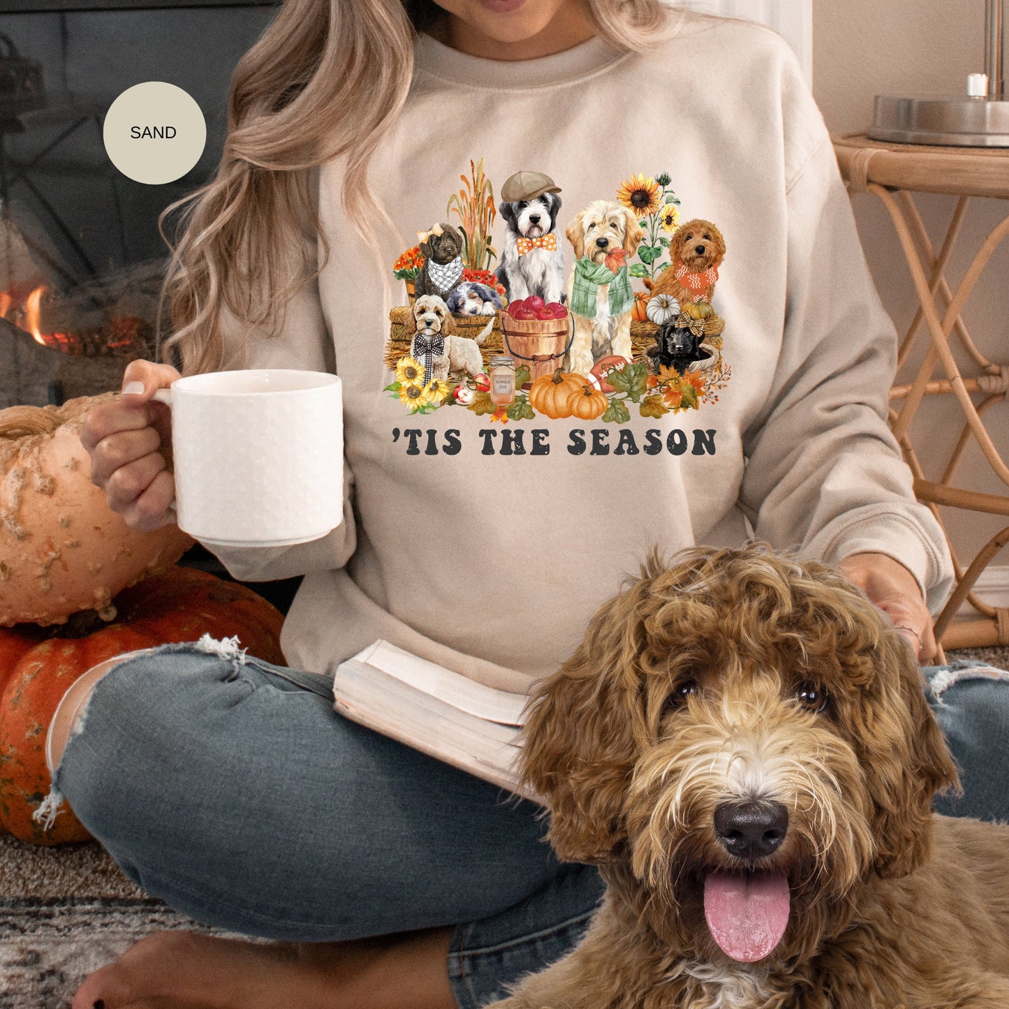 Fall Pumpkin Doodle Dogs Sweatshirt - Pumpkin Spice, Doodle Dog Lover Groomer, Dog Mom, Goldendoodle, Cockapoo, Bernedoodle & More