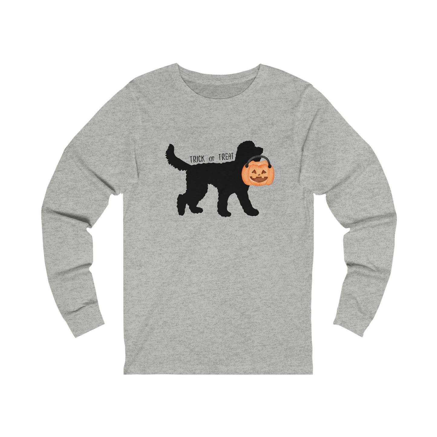 Doodle Dog Halloween Pumpkin Long Sleeve Tee Jersey - Doodle Mom Fall Gift, Goldendoodle, Labradoodle, Bernedoodle, Aussiedoodle,